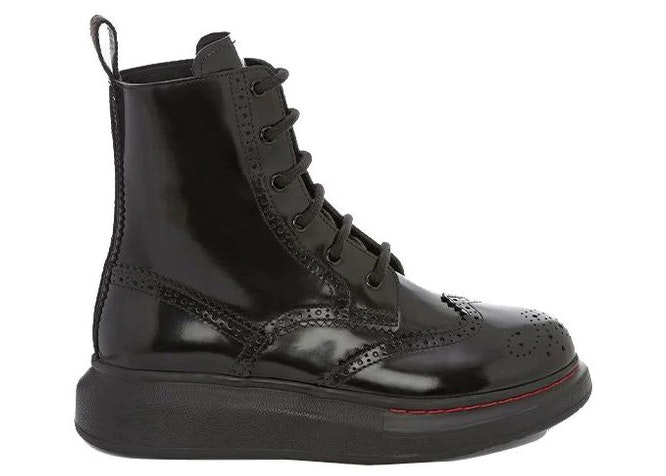Alexander McQueen Hybrid Lace Up Boot Black Womens